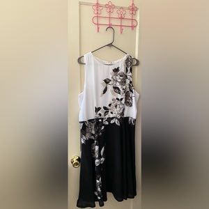 Elle Black and White Rose Dress